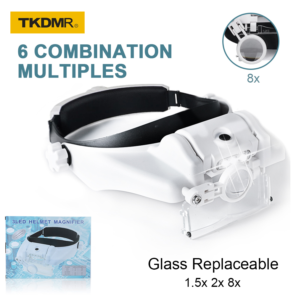 Electronics Repair Glasses - TKDMR 3led szkło powiększające na opasce