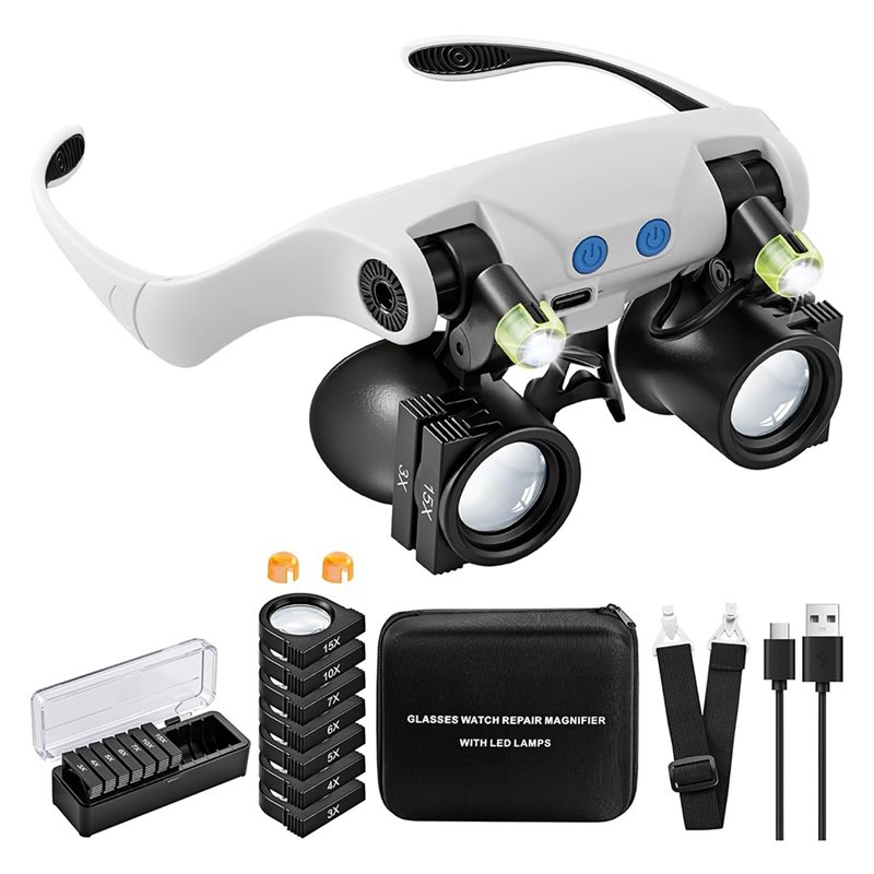 Electronics Repair Glasses - Okulary powiększające ABUP-LED, lupa bez użycia
